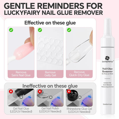 Nail Glue Remover for Press on Nails Semi Solid Nail Glue Acetone-Free, Not for