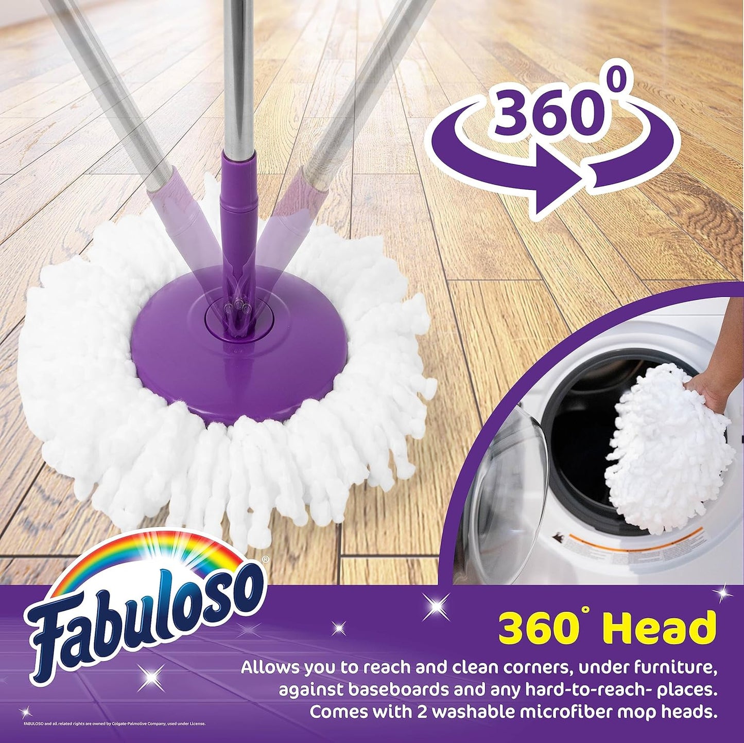 Spin Mop and Bucket, Hands-Free Wringing Spin Bucket - Machine Washable and Repl