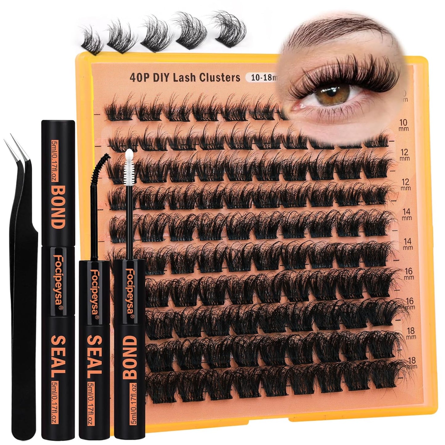Thick Lash Extension Kit Full Volume Lash Clusters 40P Eyelash Extension Kit DIY