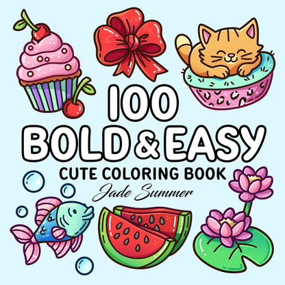 100 Bold Coloring Book: Simple, Easy, and Large Print Designs for Adults and Kid