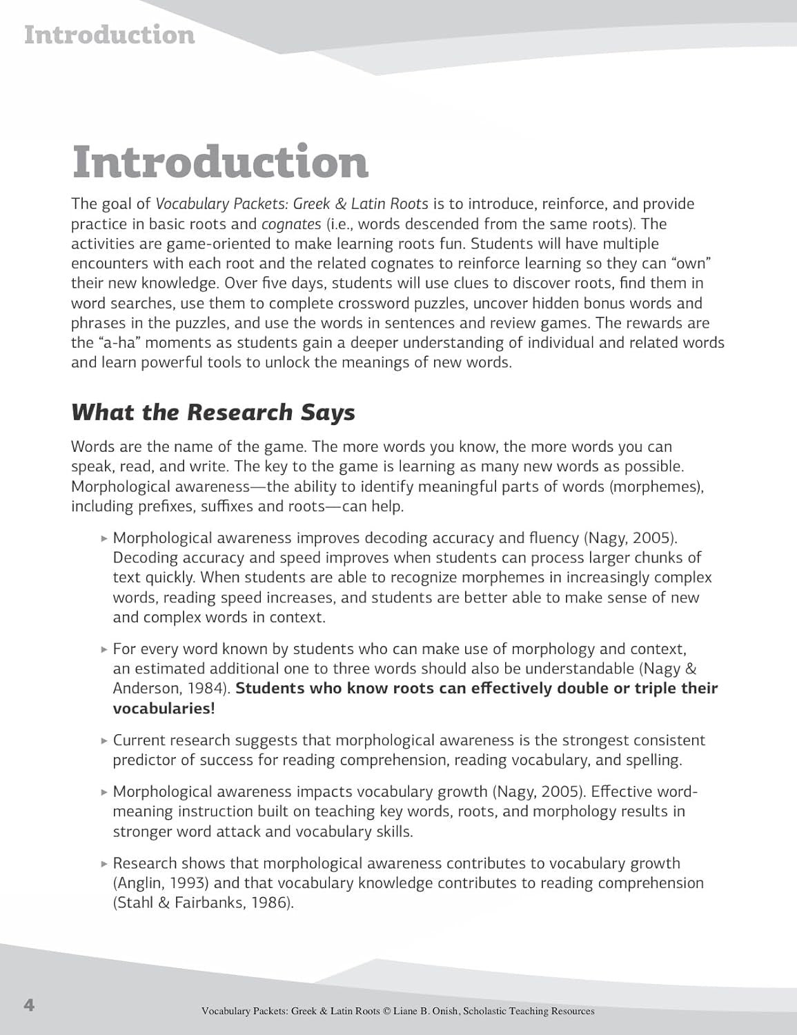 Vocabulary Packets: Greek & Latin Roots: Ready-To-Go Learning Packets That Teach
