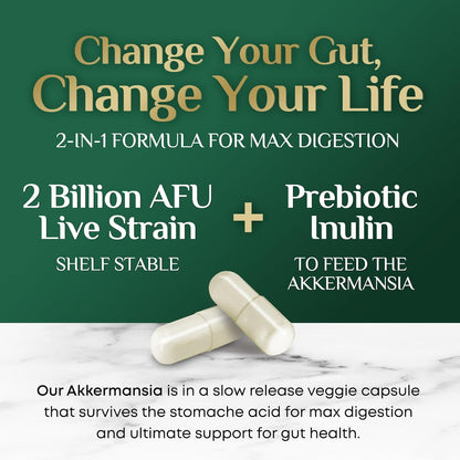 Akkermansia Probiotic Supplement for Women & Men, Akkermansia Muciniphila GLP 1