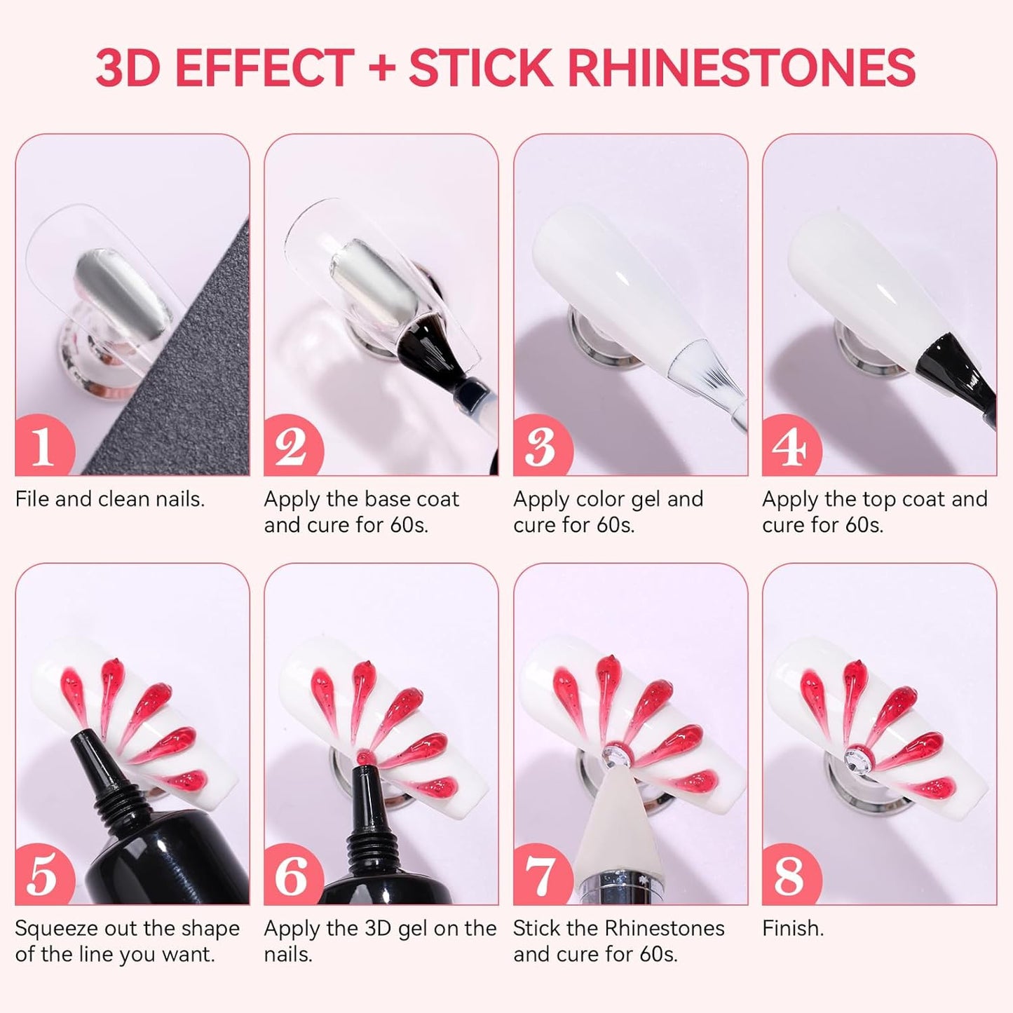 3D Gel Nail Art: 3D Sculpting Gel for Nail Art Design 15Ml 3 in 1 No Wipe Gel Po