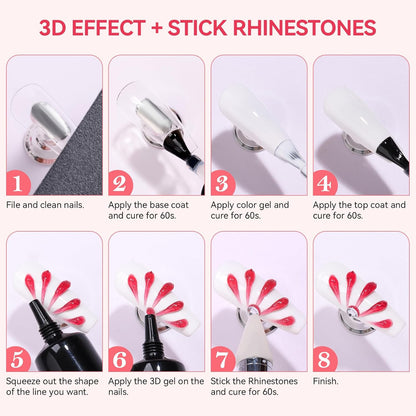 3D Gel Nail Art: 3D Sculpting Gel for Nail Art Design 15Ml 3 in 1 No Wipe Gel Po