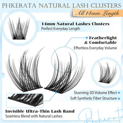 14Mm Natural Cluster Lashes Wispy Eyelash Clusters DIY Individual Lashes C Curva
