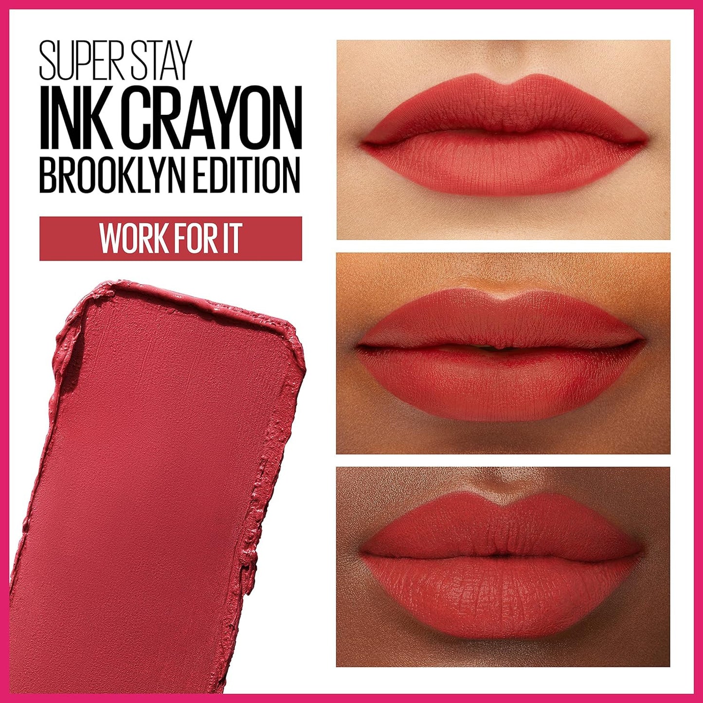 Super Stay Ink Crayon Matte Longwear Lipstick Makeup, 140 Work for It, 0.04 Oz