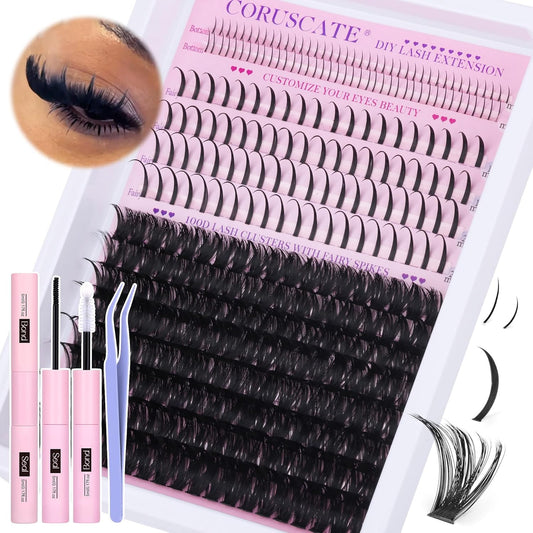 100D Lash Clusters Kit with Bottom Lashes Spikes DIY Lash Extension Kit Thick Cl