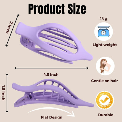 8 Pack Purple Flat Hair Clips – Cute Matte French Purple Claw Clips for Girls &