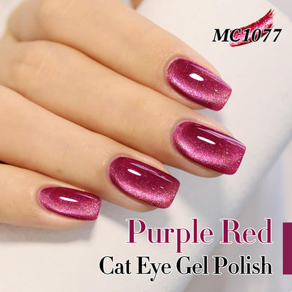 0.5 OZ Cat Eye Gel Polish with Magnet 15ML Holographic Glitter Shimmer Transluce