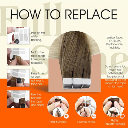 Tape in Hair Extensions Human Hair Brown to Platinum Blonde Tape in Extensions H