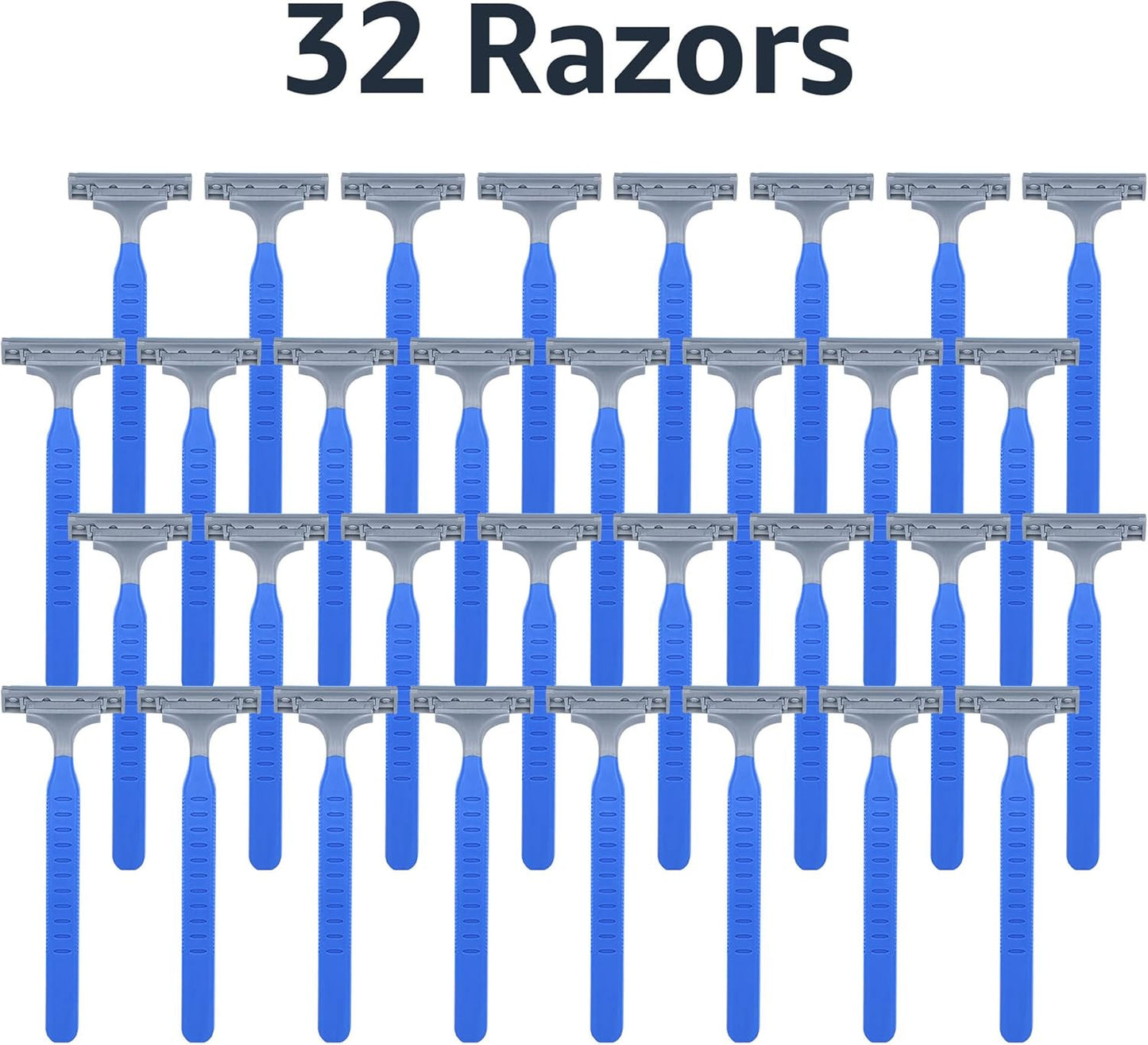 Twin Blade Pivoting Disposable Razors with Rubber Grip, 32 Count, 1-Pack (Previo