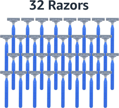 Twin Blade Pivoting Disposable Razors with Rubber Grip, 32 Count, 1-Pack (Previo