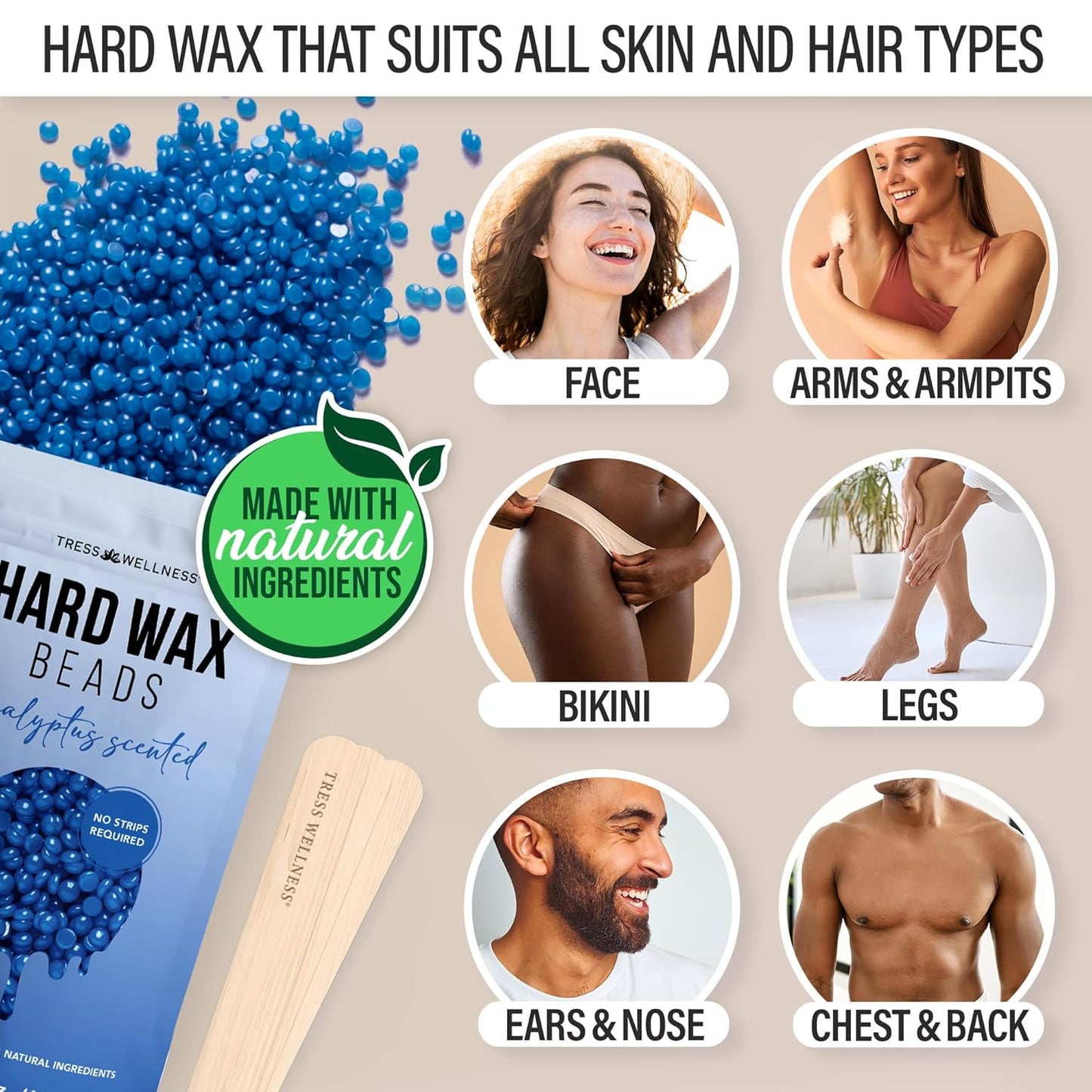 Waxing Kit for Sensitive Skin – Safe for Face & Skin, Prep & Aftercare Spray, Ea