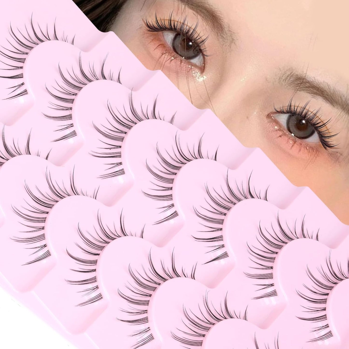 Natural Look Anime Lashes with Clear Band - Moonlight - Ultra-Thin Clear Band -