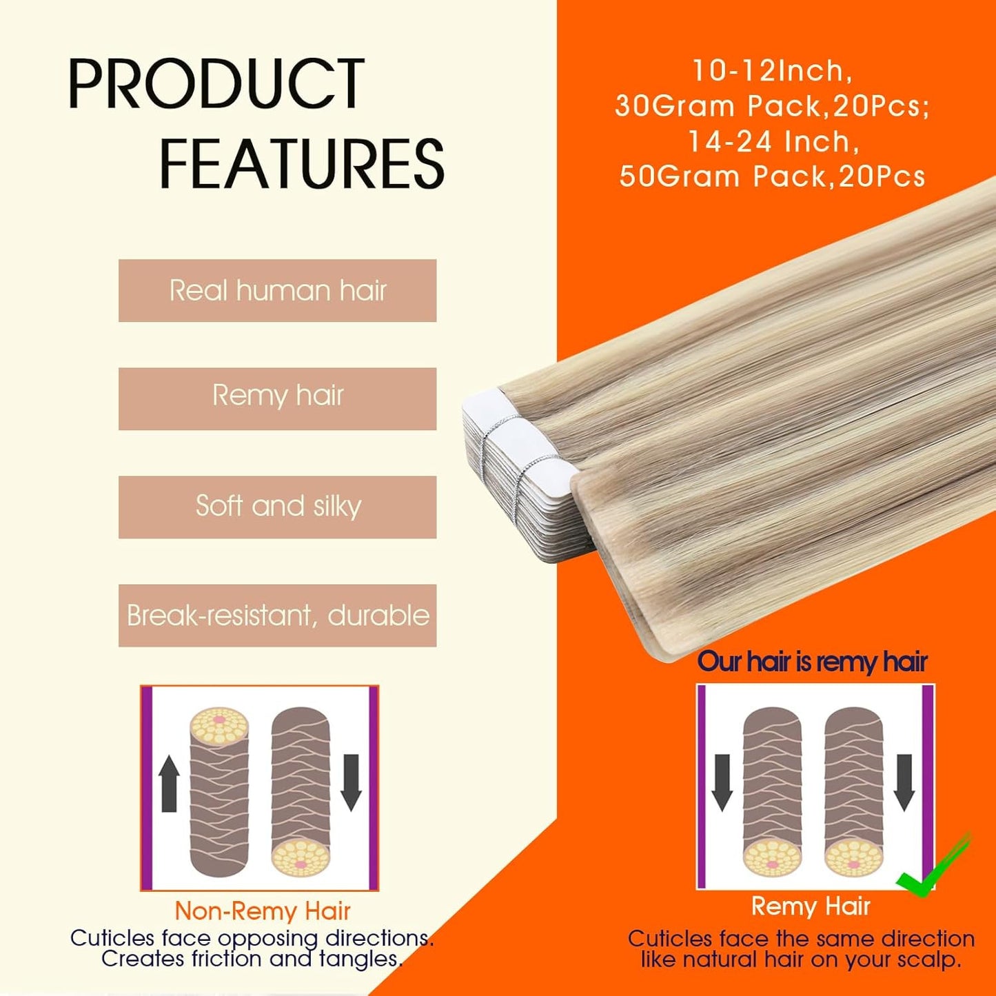 Tape in Hair Extensions Injection Human Hair Tape in Extensions Color 18/613 Ash