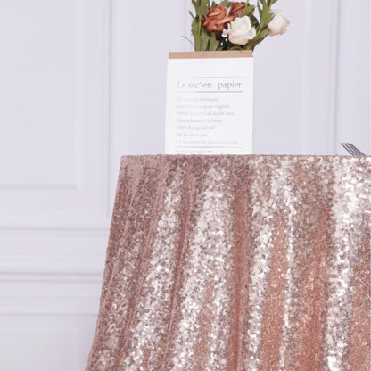 120 Inch round Rose Gold Sequin Tablecloth for Party Cake Dessert Table Exhibiti