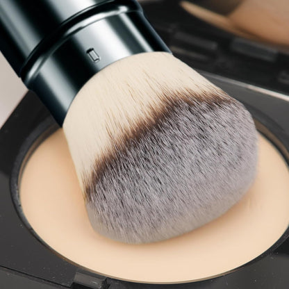 Retractable Airbrush Kabuki Brush for All Face Makeup & Foundation for Liquid, C