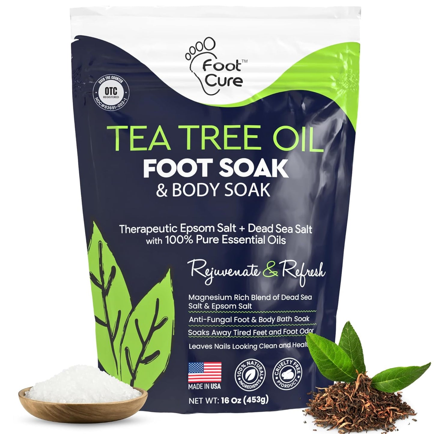 Tea Tree Oil Foot Soak with Epsom Salt - for Toenail Repair, Athletes Foot, Soft