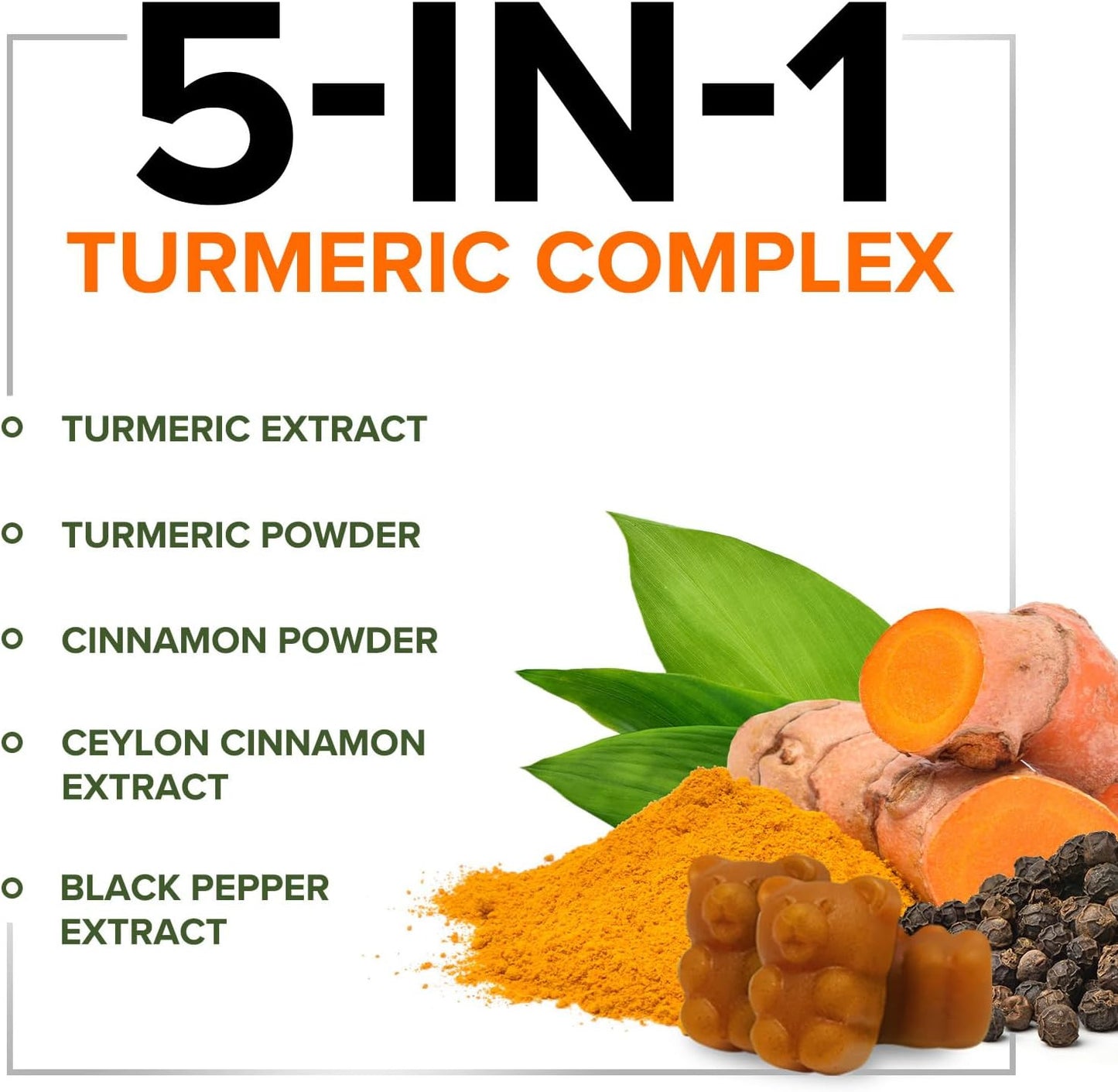 Turmeric Curcumin Supplement Gummies with Ginger & Cinnamon, 95% Curcuminoids Tu