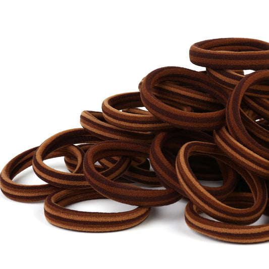 50PCS Thick Hair Ties, Cotton Hair Bands for Thick Curly Heavy Hair, Brown, 2 In