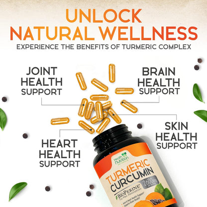 Turmeric Curcumin Supplement 2600Mg - 95% Curcuminoids with Organic Turmeric & B