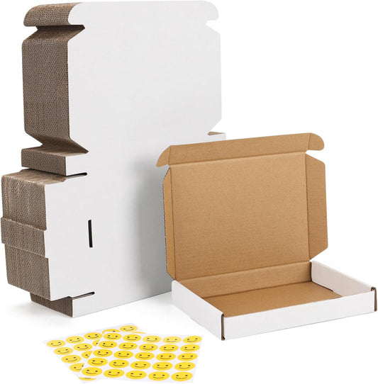 7X5X1 Inches Shipping Boxes Set of 50, White Corrugated Cardboard Box Literature