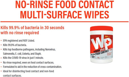 No-Rinse Food Contact Wipes Canister Multi-Surface Wipes, Unscented for Home and