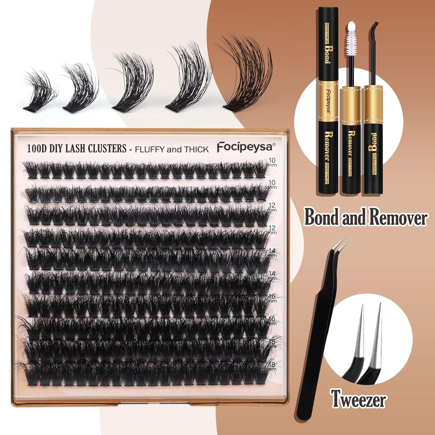 Thick Eyelash Extension Kit Volume Lash Clusters Kit 10-18Mm Individual Lashes C