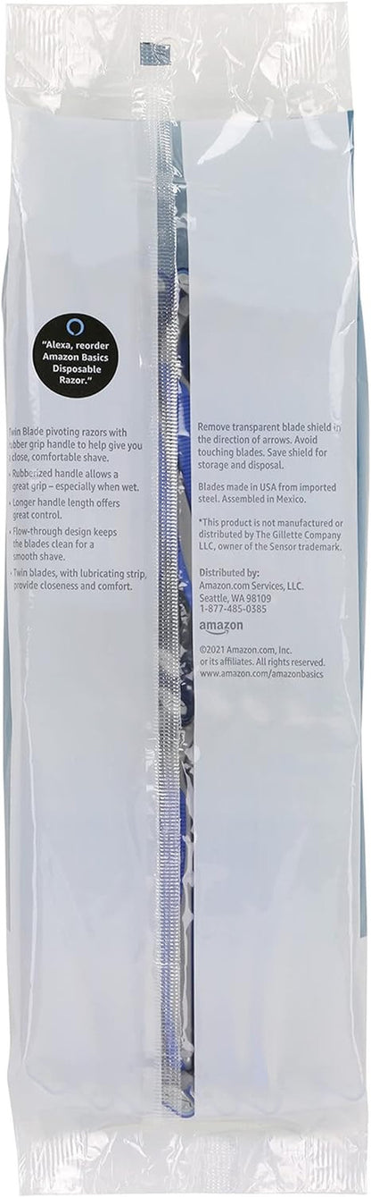 Twin Blade Pivoting Disposable Razors with Rubber Grip, 32 Count, 1-Pack (Previo