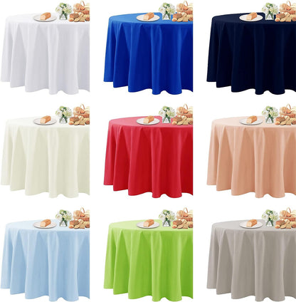 2 Pack Waterproof round Tablecloth, 120 Inch, Stain Resistant and Wrinkle Polyes