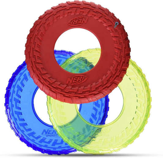 Tire Flyer Dog Toy Gift Set, 10 Inch Flying Disc Dog Fetch Toys, Rubber Dog Toy