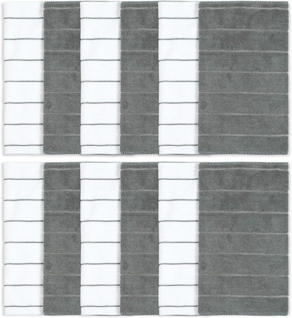 79291 Microfiber Kitchen Towels, Grey/White, 15"X25", 12 Pack