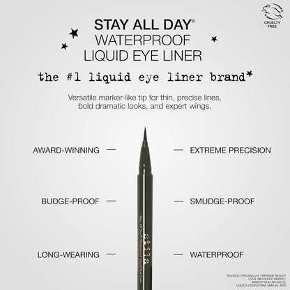 Waterproof Liquid Eye Liner, Stay All Day Makeup with Fine Brush Tip Lasting Sat