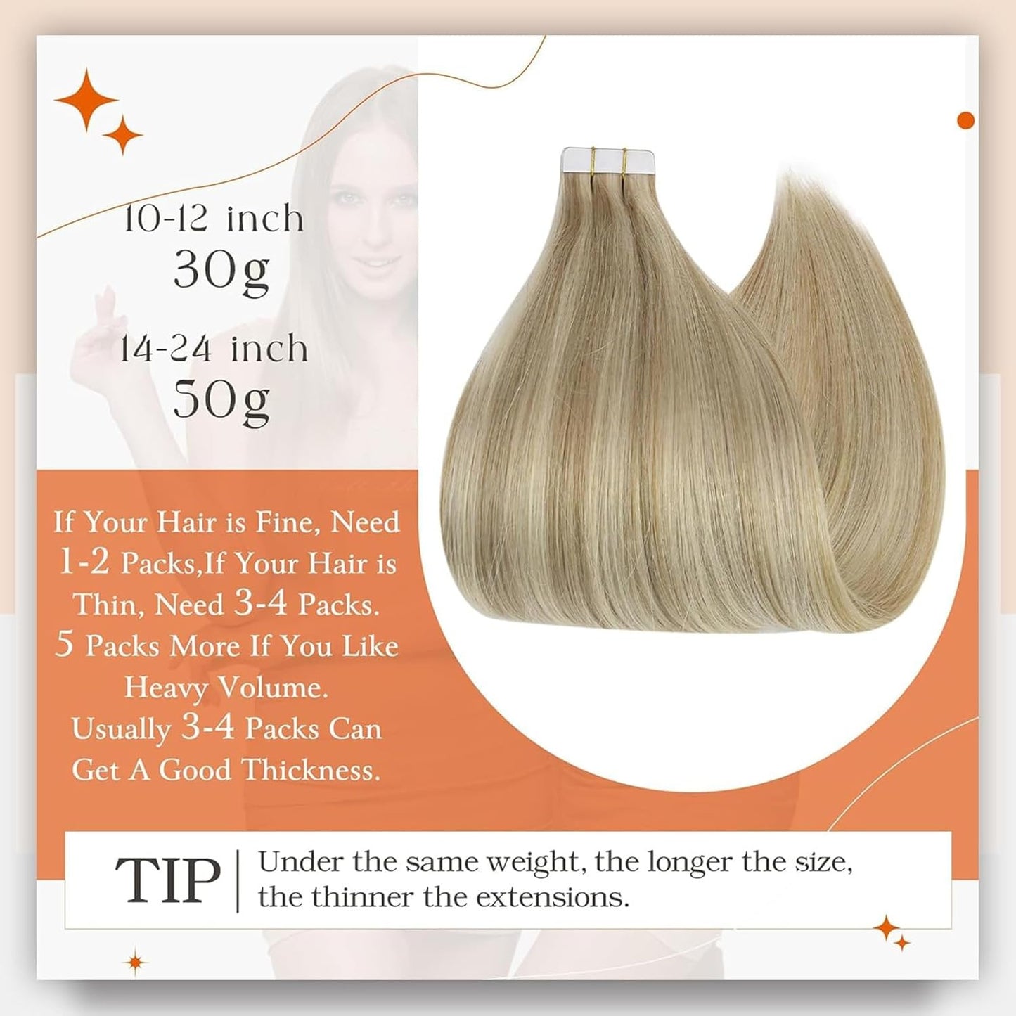 Tape in Hair Extensions Real Human Hair 22Inch Color 16 Highlighted 22 Blonde Ha