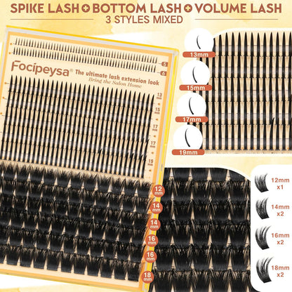 200D Lash Extensions with Bottom Lash Volume Eyelash Extensions 12-18Mm DIY Eyel
