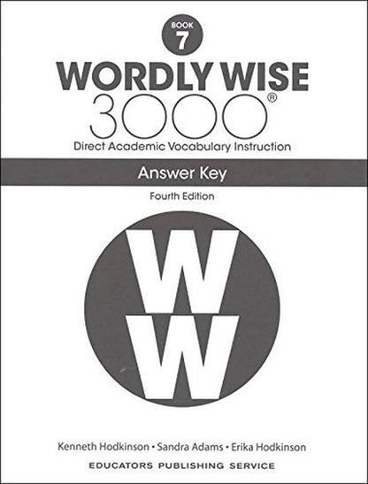 Wordly Wise 3000® 4Th Edition Grade 7 SET -- Student Book, Test Booklet and Answ
