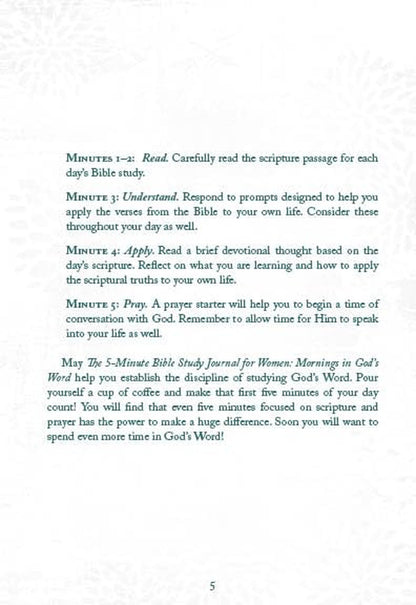 The 5-Minute Bible Study Journal for Women: Mornings in God'S Word