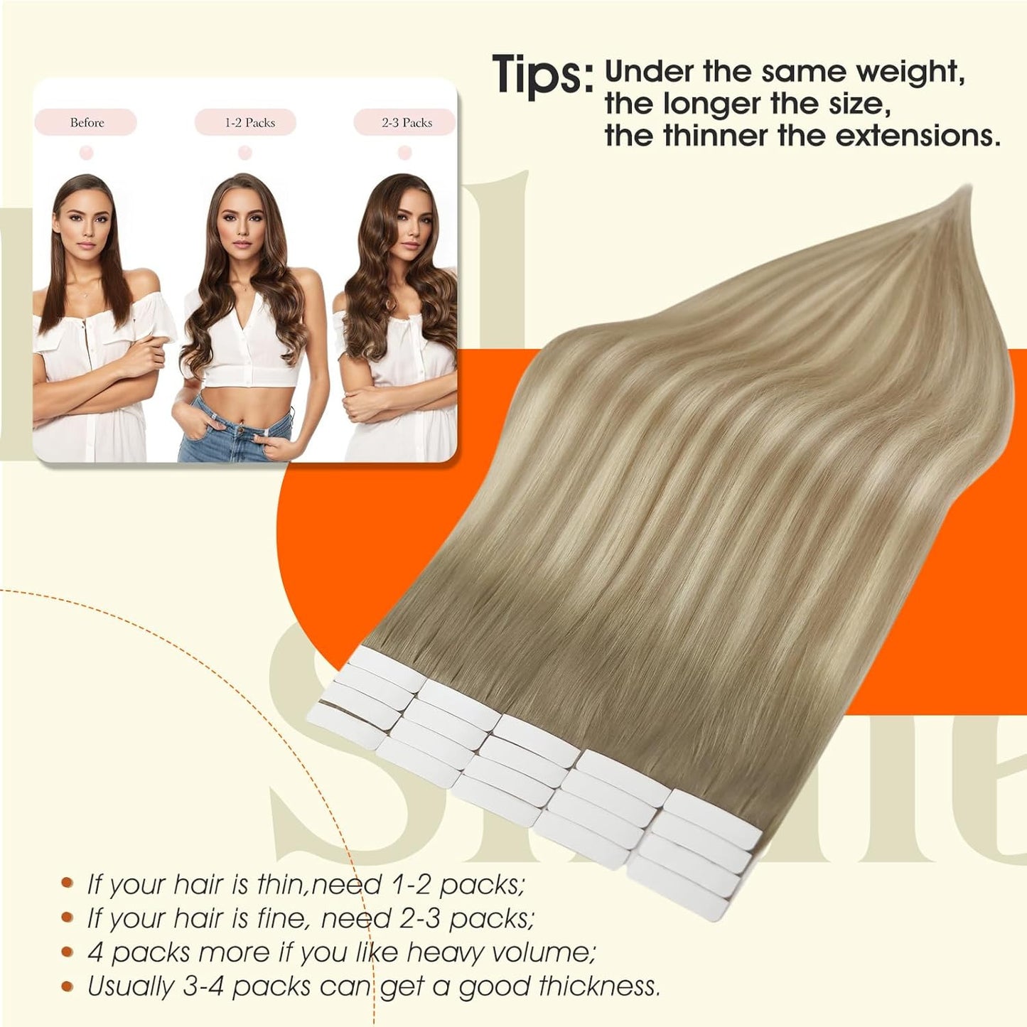 Tape in Extensions Human Hair 20 Inch Tape in Hair Extensions Balayage Color 8 A