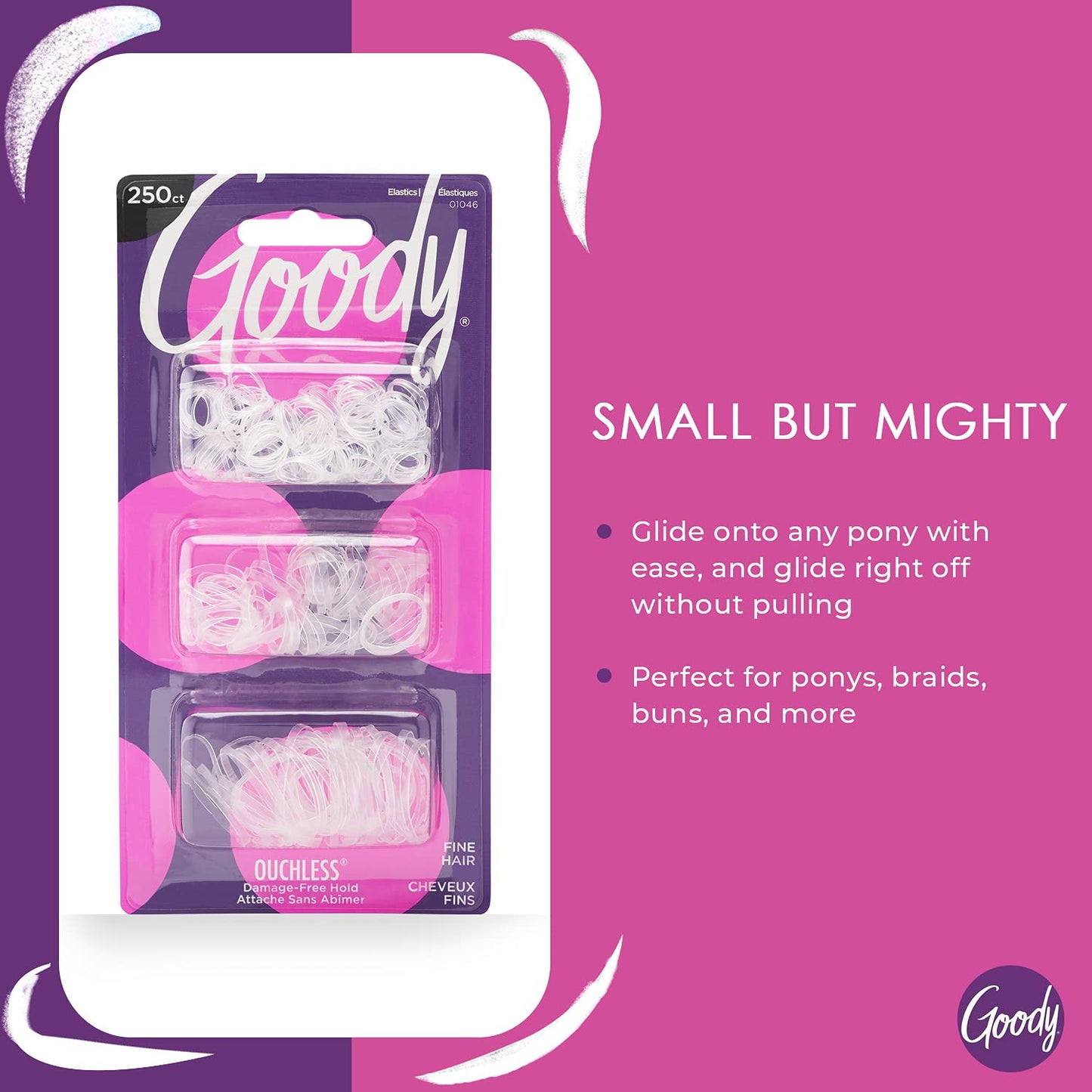 Ouchless 250 Count Clear Hair Ties and 500 Count  Kids Colorful Hair Bands