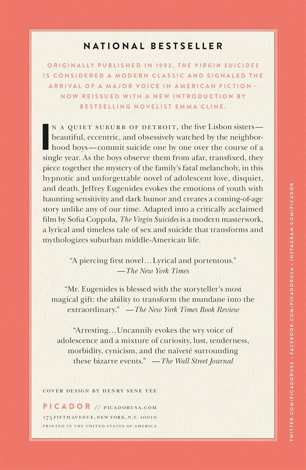 The Virgin Suicides: a Novel (Twenty-Fifth Anniversary Edition) (Picador Modern