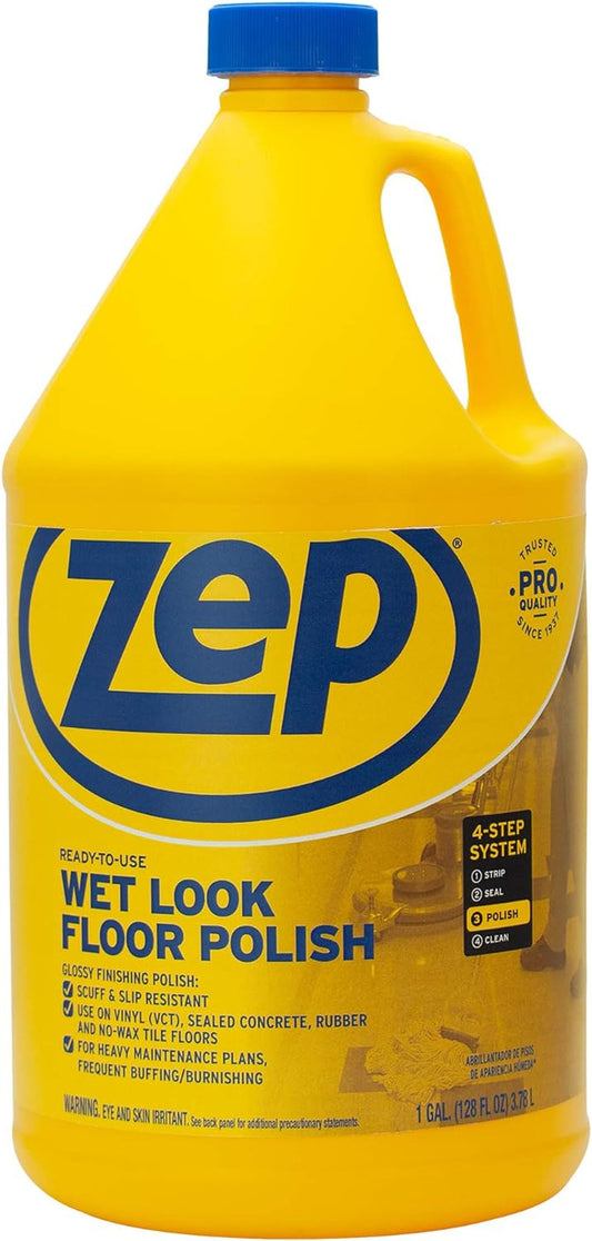 Wet-Look Floor Polish - 1 Gallon ZUWLFF128 - Long Lasting Shine