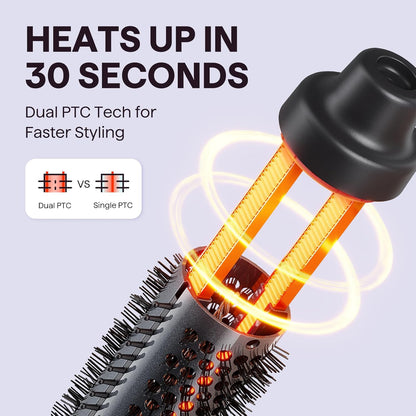 Thermal Brush, 1 1/2 Inch Heated round Brush with Detachable Head, Velvet Pouch