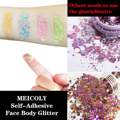 Neon Orange Body Glitter Gel,Uv Blacklight Chunky Face Glitter Gel,Glow in the D
