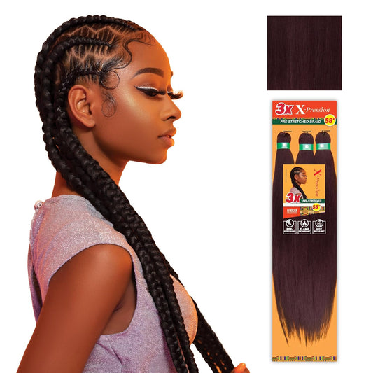 X-Pression Prestretched Braiding Hair - 3X Braid 58 Inch All Kanekalon Flame Ret