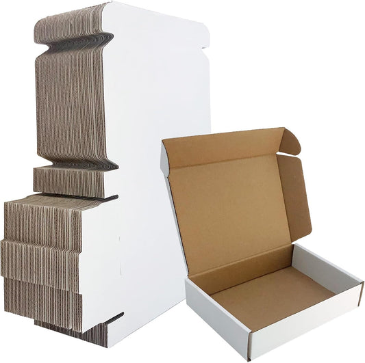7X5X1.5 Inch White Shipping Boxes 50 Pack, Small Corrugated Cardboard Mailer Box