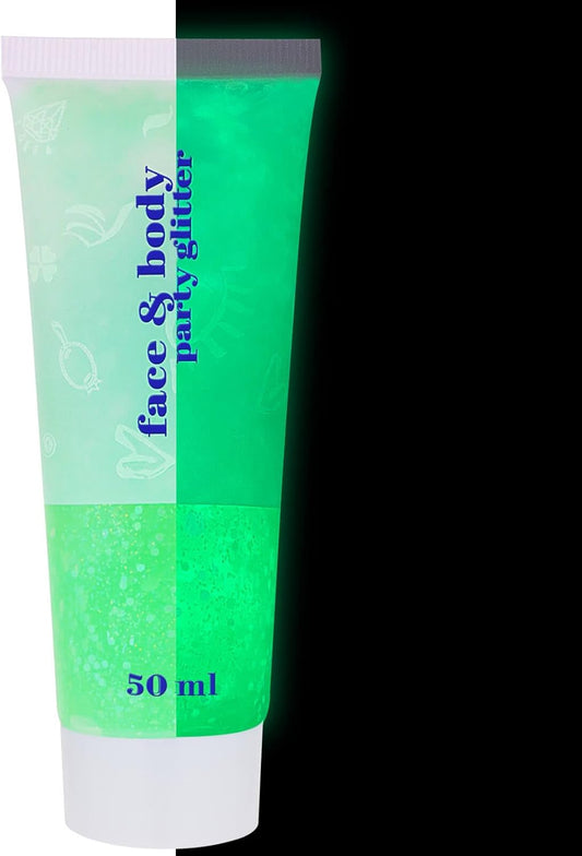 Neon Green Body Glitter Gel,Uv Blacklight Chunky Face Glitter Gel,Glow in the Da