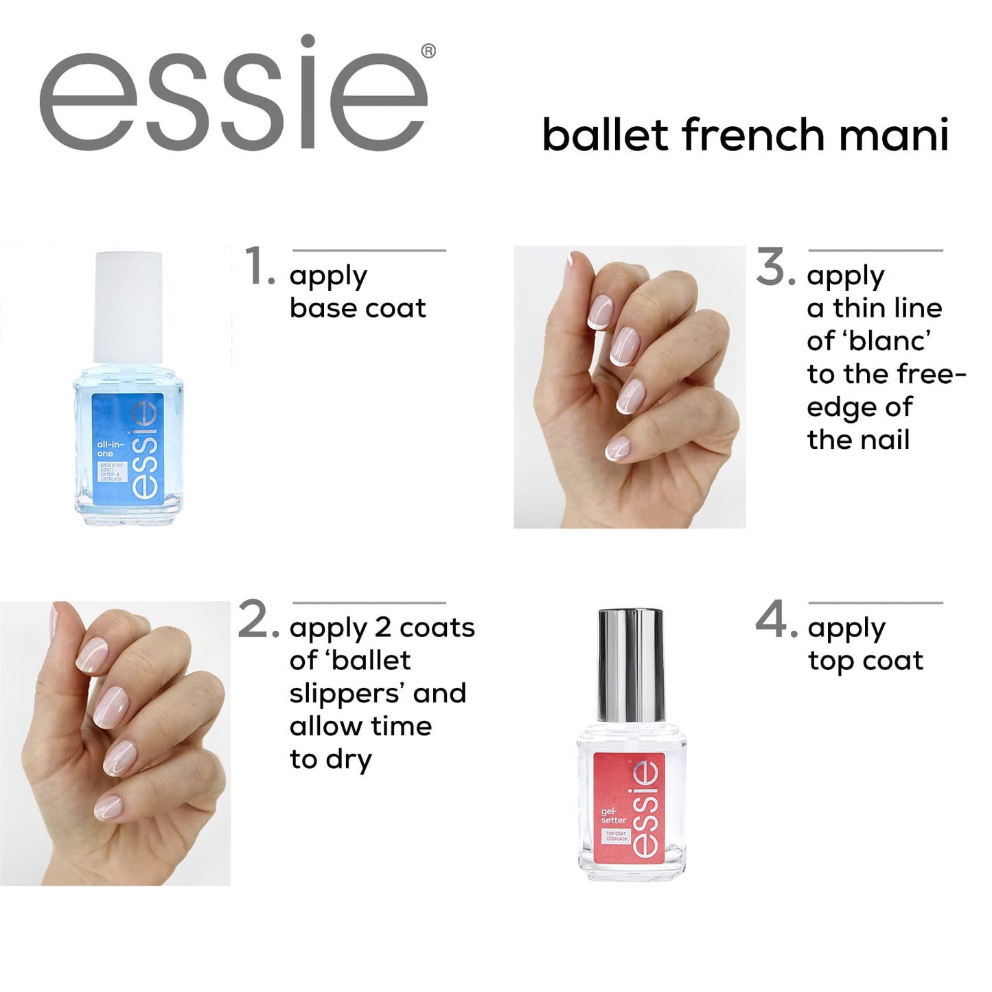 Nail Polish, Ballet French Manicure Kit, a Sheer Pink and a White Nail Polish, 8