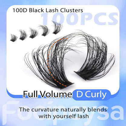 Thick Lash Extension Kit Full Lash Clusters 100P Eyelash Extension Kit DIY Lash