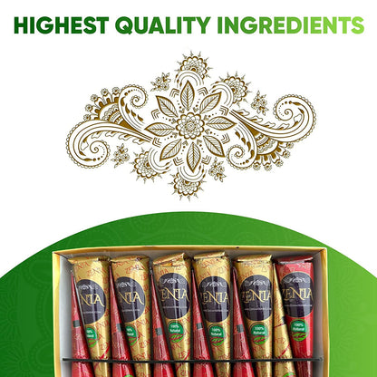 (Pack of 24) 100% Natural Henna Hair Color Paste Hair Dye Cones Dark Reddish-Bro