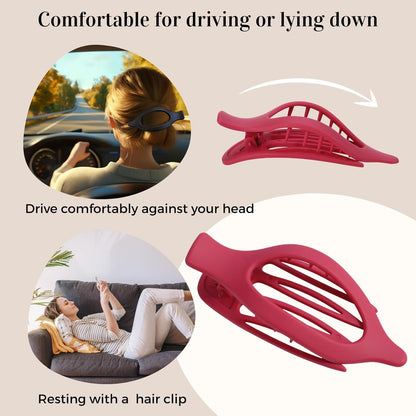 8 Pack Red Flat Hair Clips – Matte Large French Red Claw Clips for Women, Strong